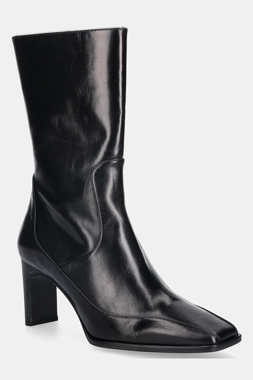 Kožené členkové topánky Billi Bi čierna farba, na podpätku, A9380 80