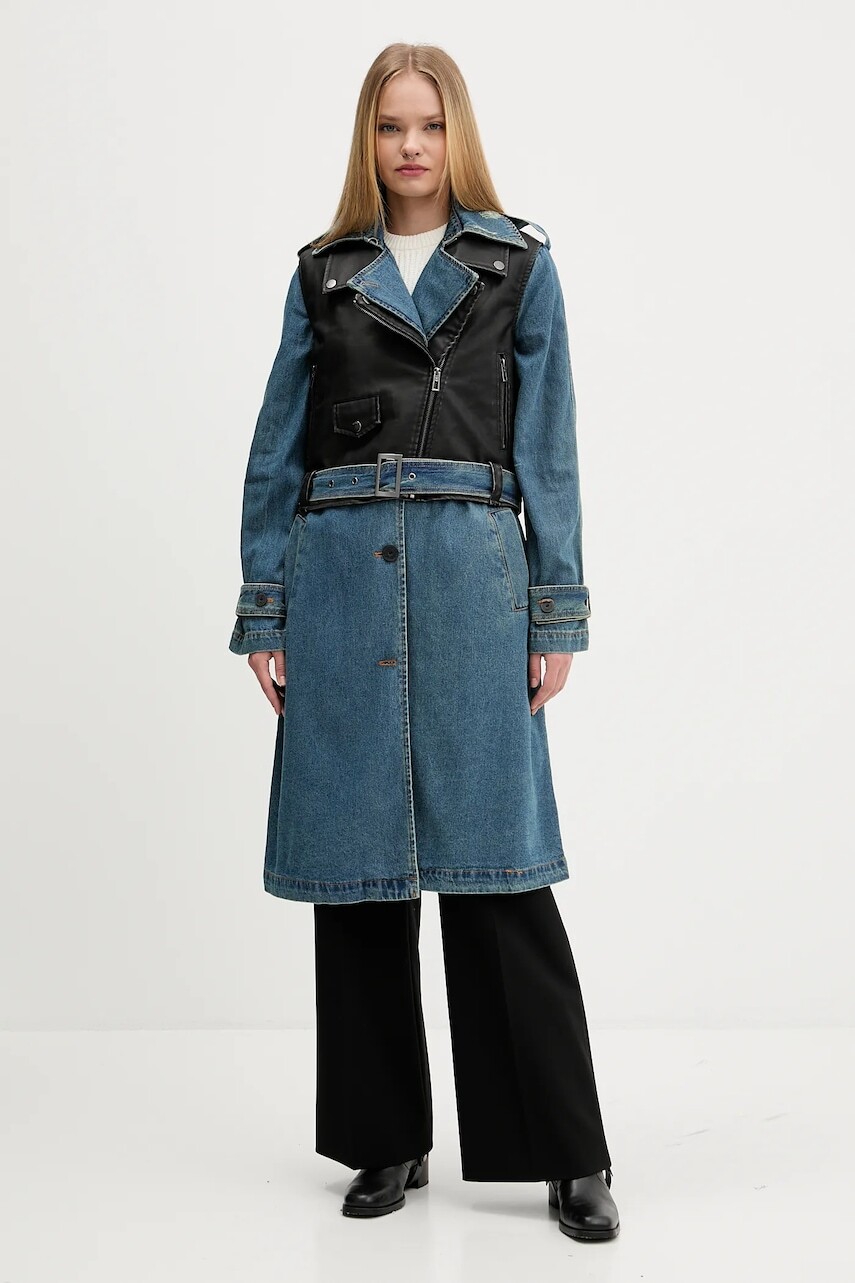 Rifľový kabát Desigual DENIMBIK modrá farba, 25WWEW52