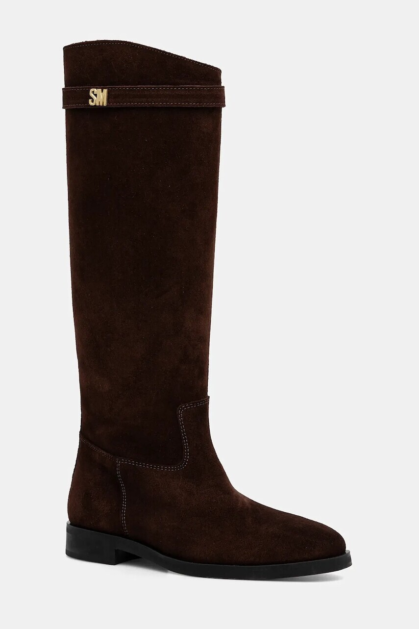 Semišové čižmy Steve Madden Novi hnedá farba, na plochom podpätku, 11004728