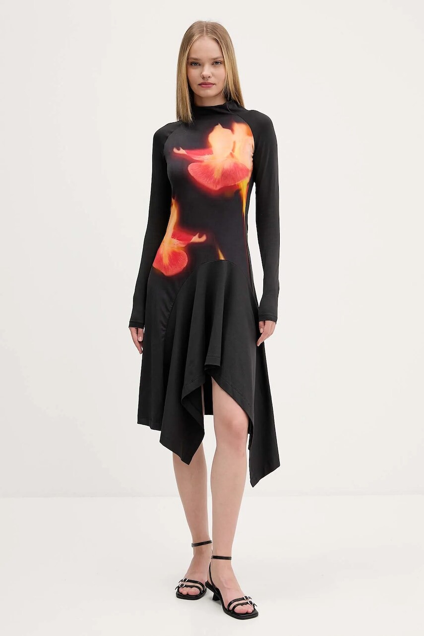 Šaty Desigual MILA čierna farba, mini, áčkový strih, 25WWVK40