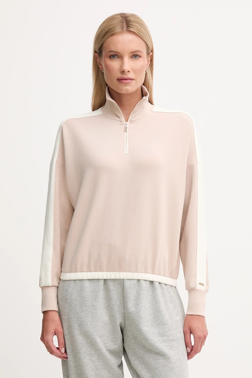 Mikina s kapucňou BOSS béžová farba, jednofarebná, 50550718