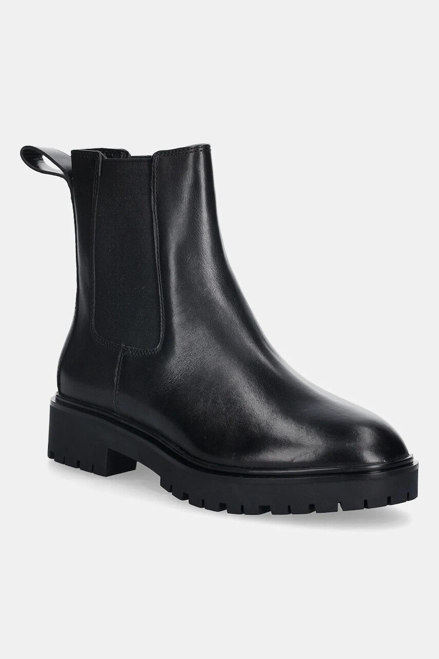 Kožené topánky chelsea Lauren Ralph Lauren Allyson čierna farba, na plochom podpätku, 802967818001