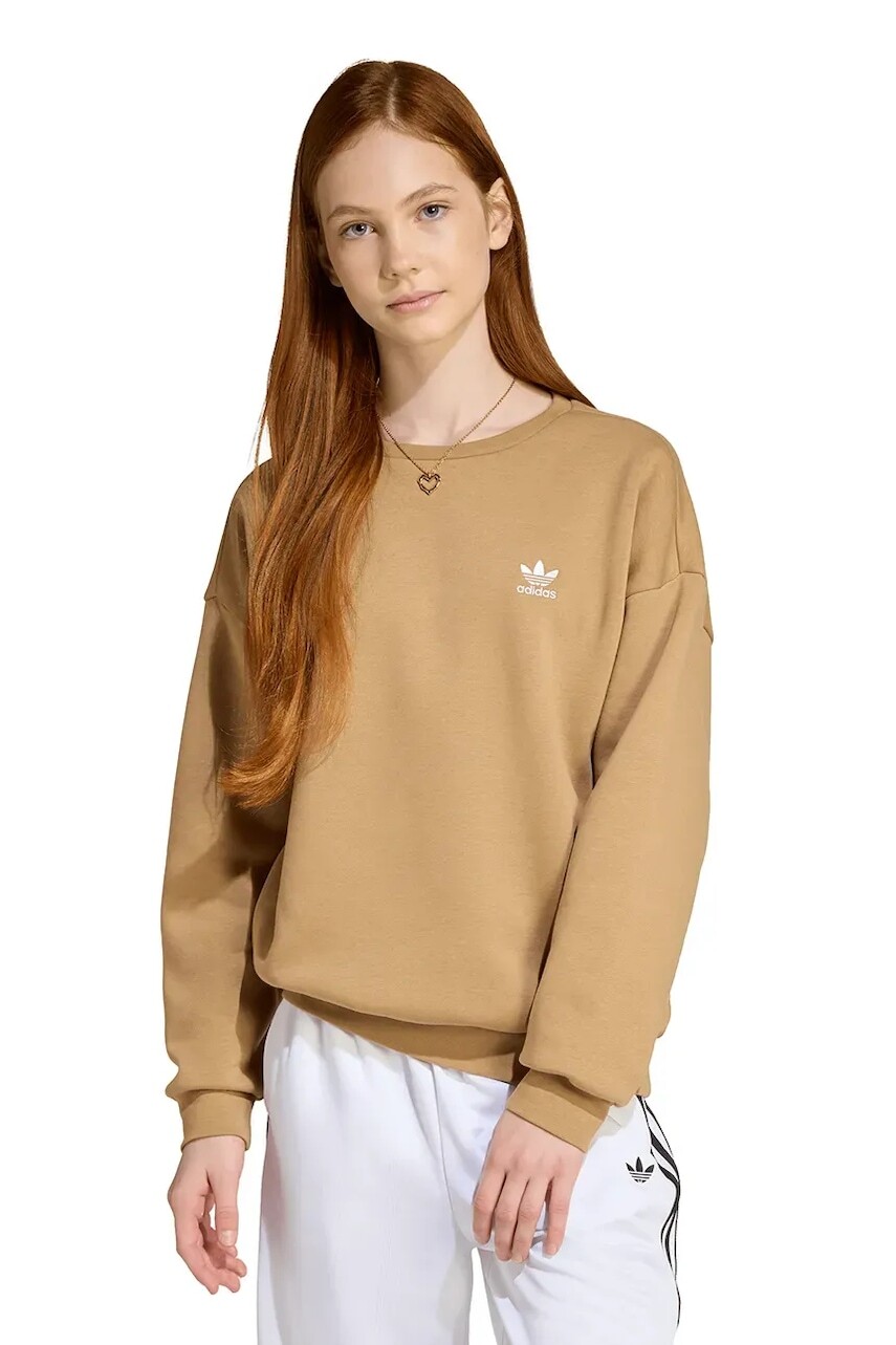 Detská mikina adidas Originals béžová farba, s nášivkou, JX2750