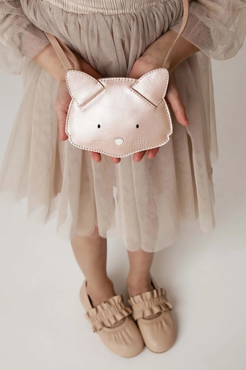 Detská kožená kabelka Donsje Blinc Purse Cat ružová farba, 5520502