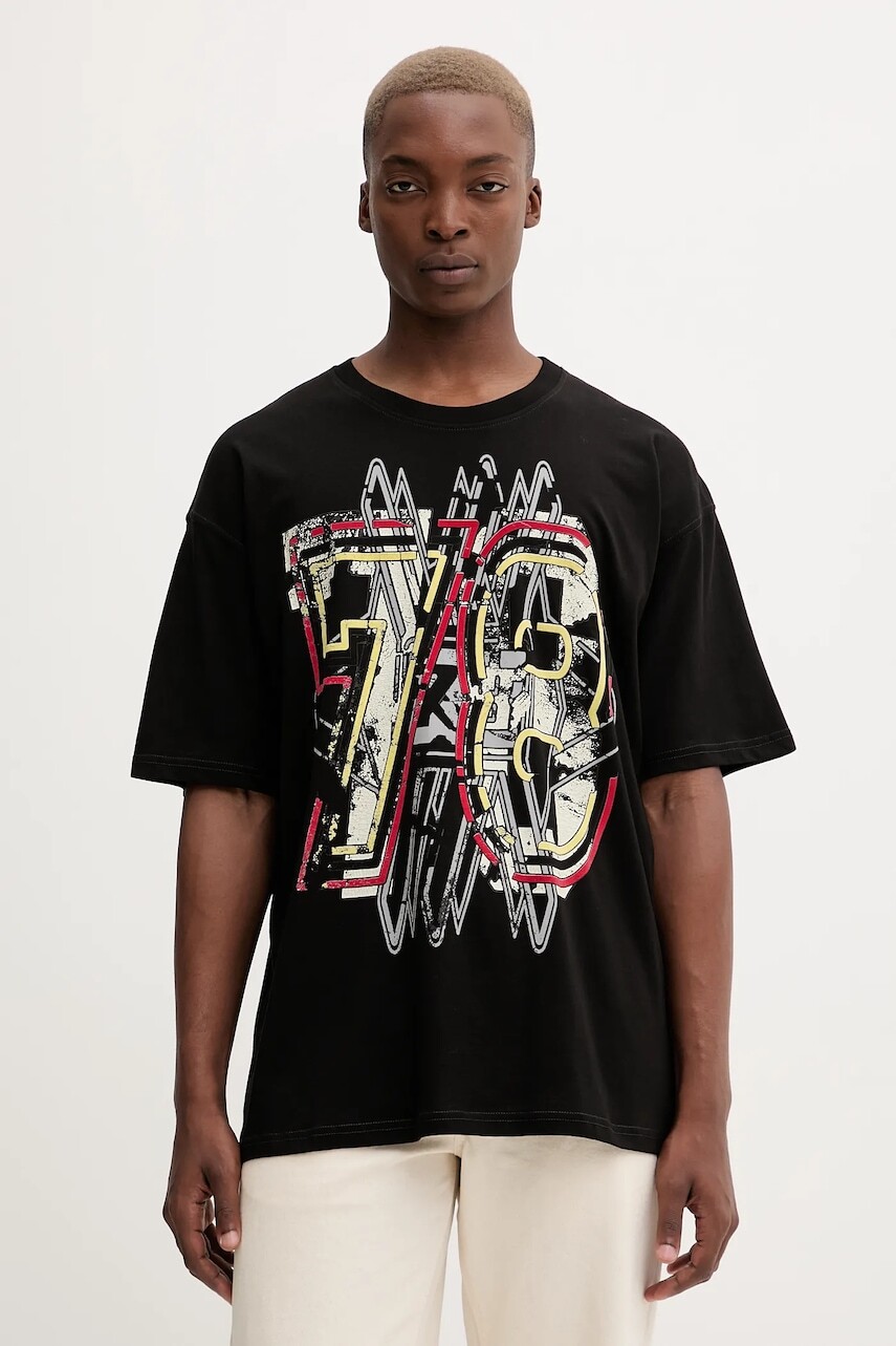 Bavlnené tričko Diesel T-BOXT-T8 pánske, čierna farba, s potlačou, A18661.0QIAM