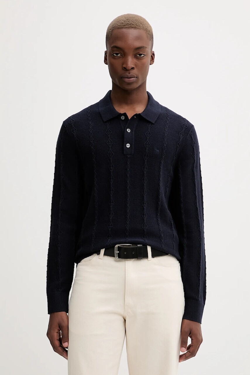 Sveter s prímesou vlny Abercrombie & Fitch tmavomodrá farba, ľahký, KI120-5142-200