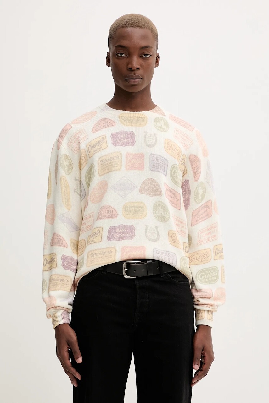 Bavlnený sveter Guess Originals béžová farba, ľahký, M5BR00 Z3P41