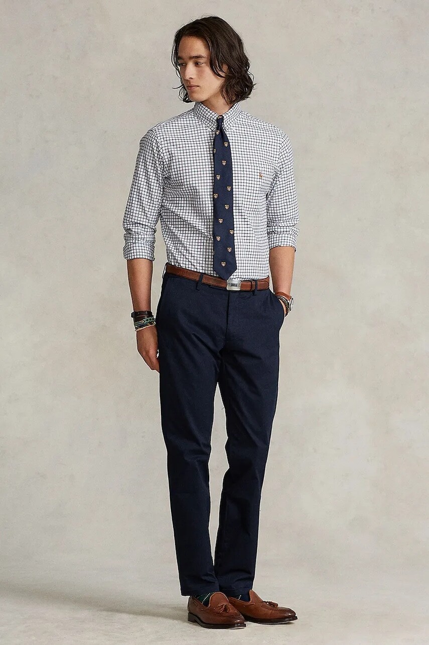 Nohavice Polo Ralph Lauren tmavomodrá farba, rovný strih, 710675544