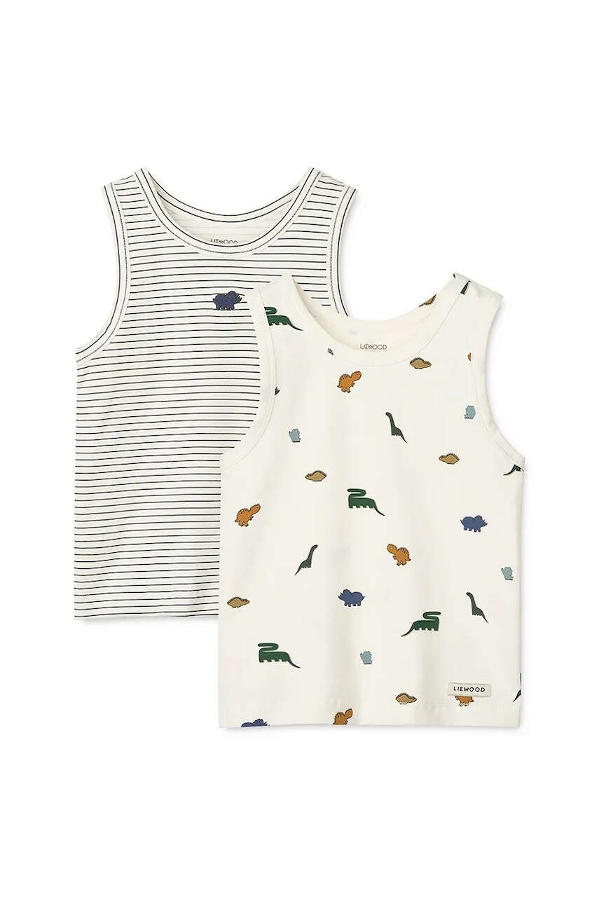 Detský bavlnený top Liewood Faris Printed Tank Top 2-pack 2-pak béžová farba, vzorovaný, LW20285