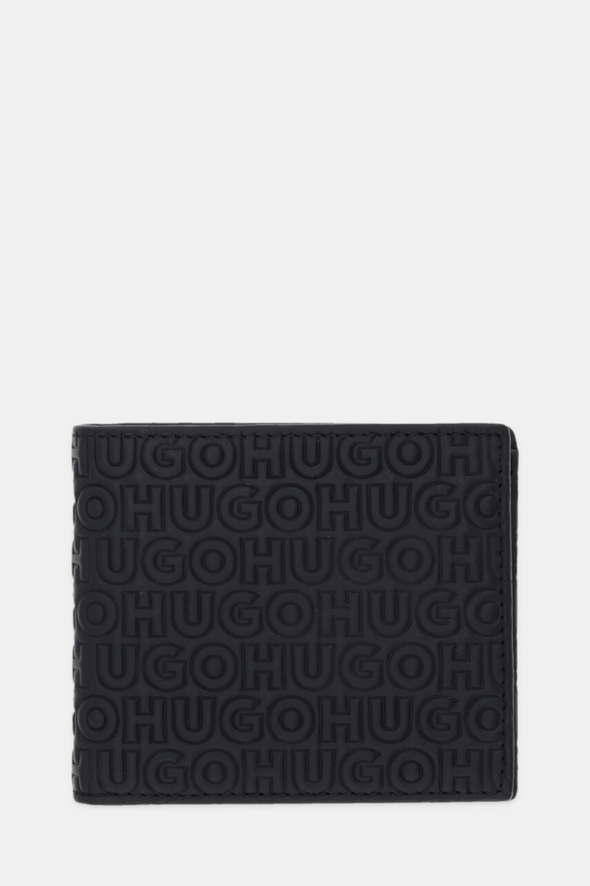 Kožená peňaženka HUGO čierna farba, 50542006