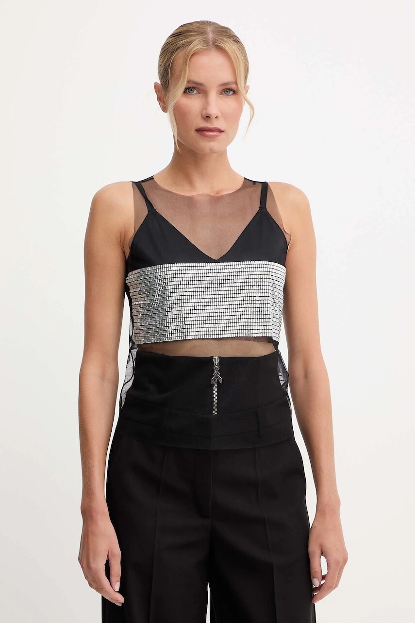 Blúzka Patrizia Pepe čierna farba, s nášivkou, 2M4503 J338