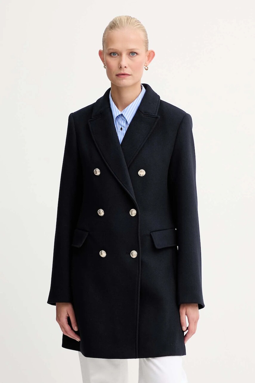 Kabát s prímesou vlny Morgan tmavomodrá farba, GCHA