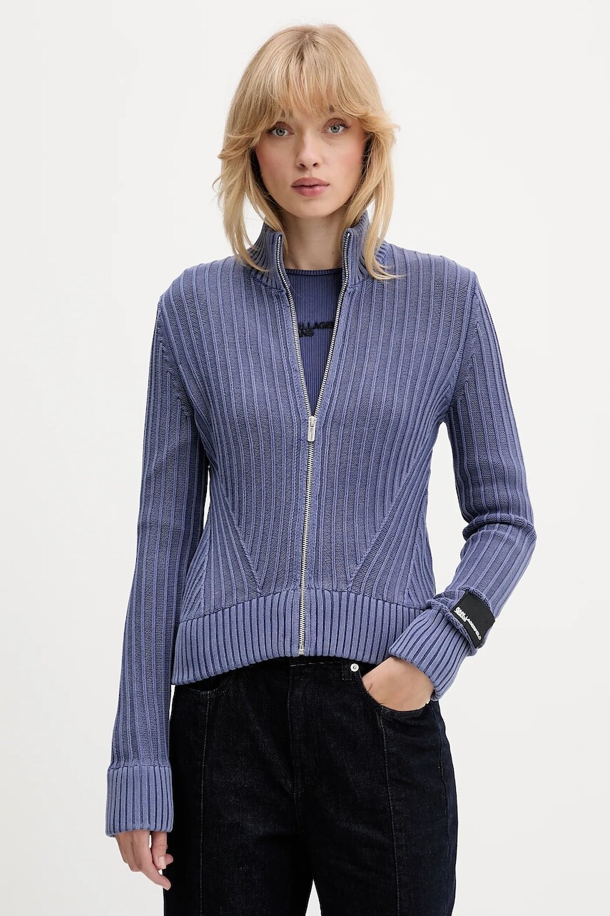 Bavlnený kardigán Karl Lagerfeld Jeans fialová farba, A4W18017