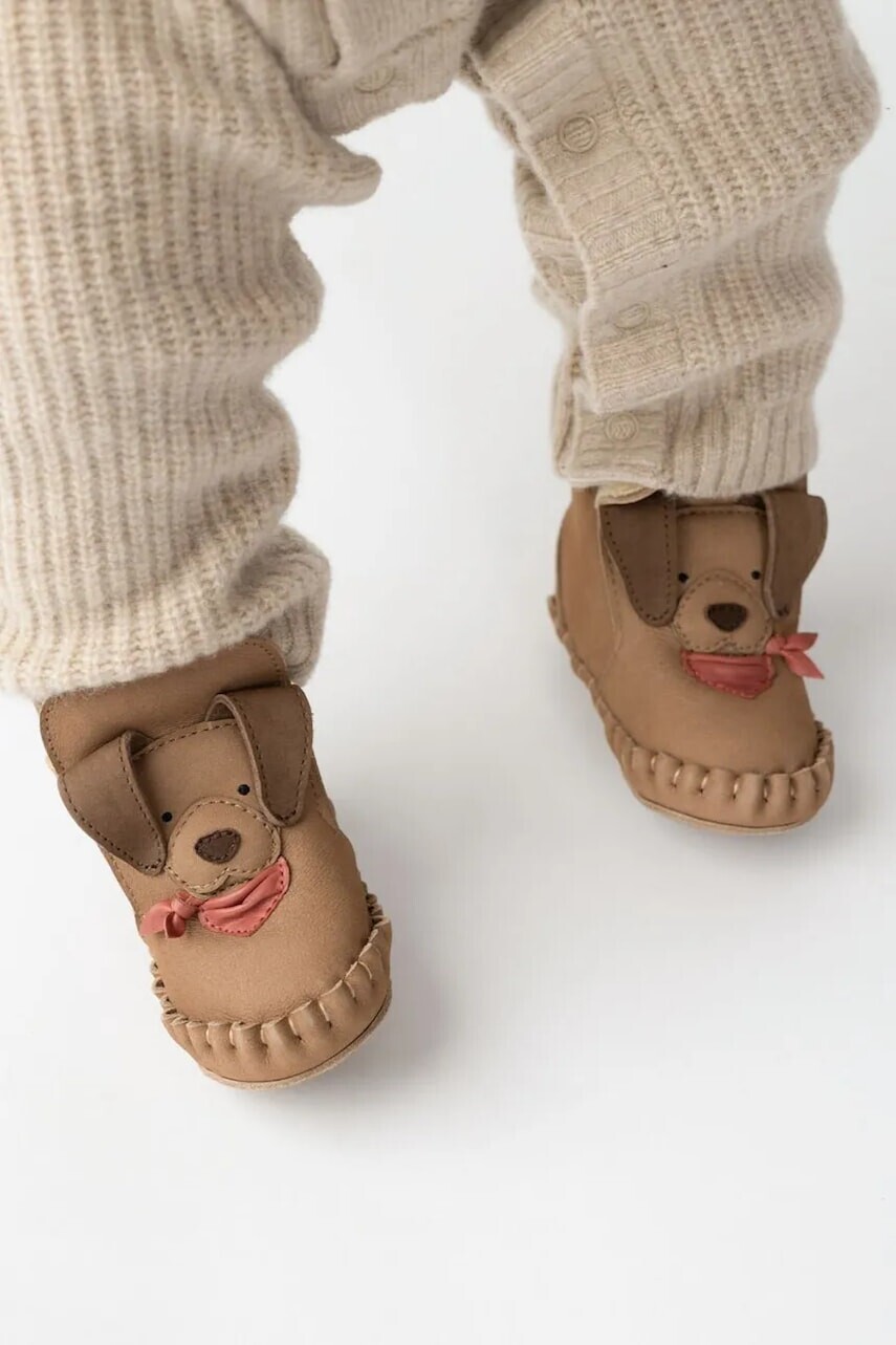 Kožené topánky pre bábätká Donsje Junus Booties Western Dog hnedá farba, 1041803