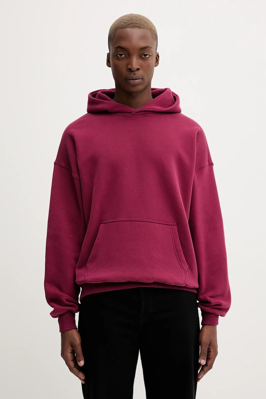 Mikina Abercrombie & Fitch bordová farba, s kapucňou, jednofarebná, KI122-5467-520