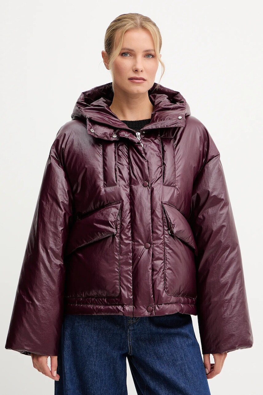 Bunda Patrizia Pepe bordová farba, zimná, oversize, 2O0183 A650