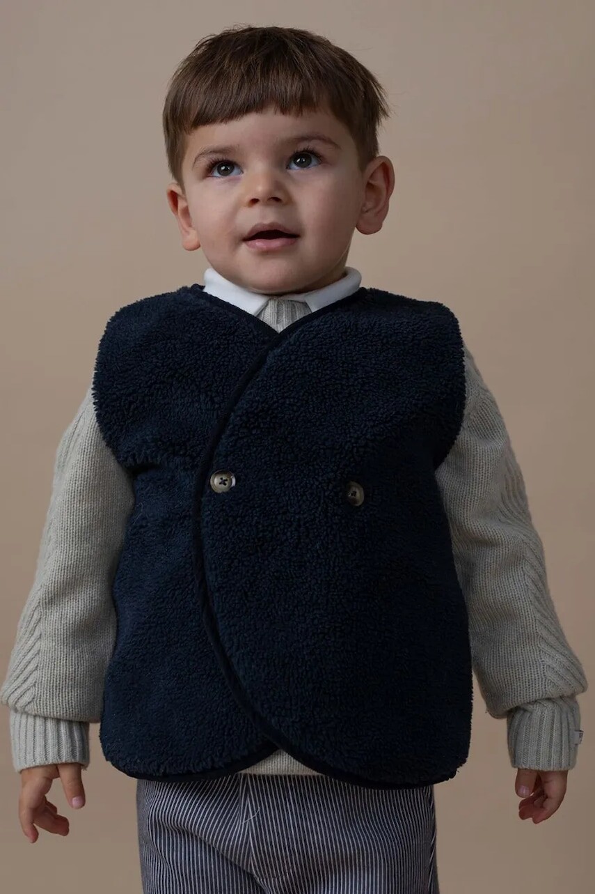 Detská vesta Donsje Monty Gilet tmavomodrá farba, 4044300