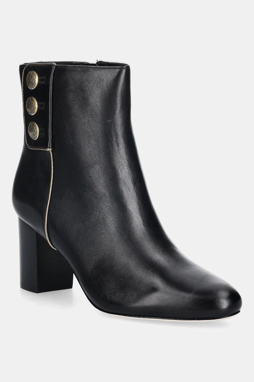 Kožené členkové topánky Lauren Ralph Lauren Kenndi Bt Hl čierna farba, na podpätku, 802980065001