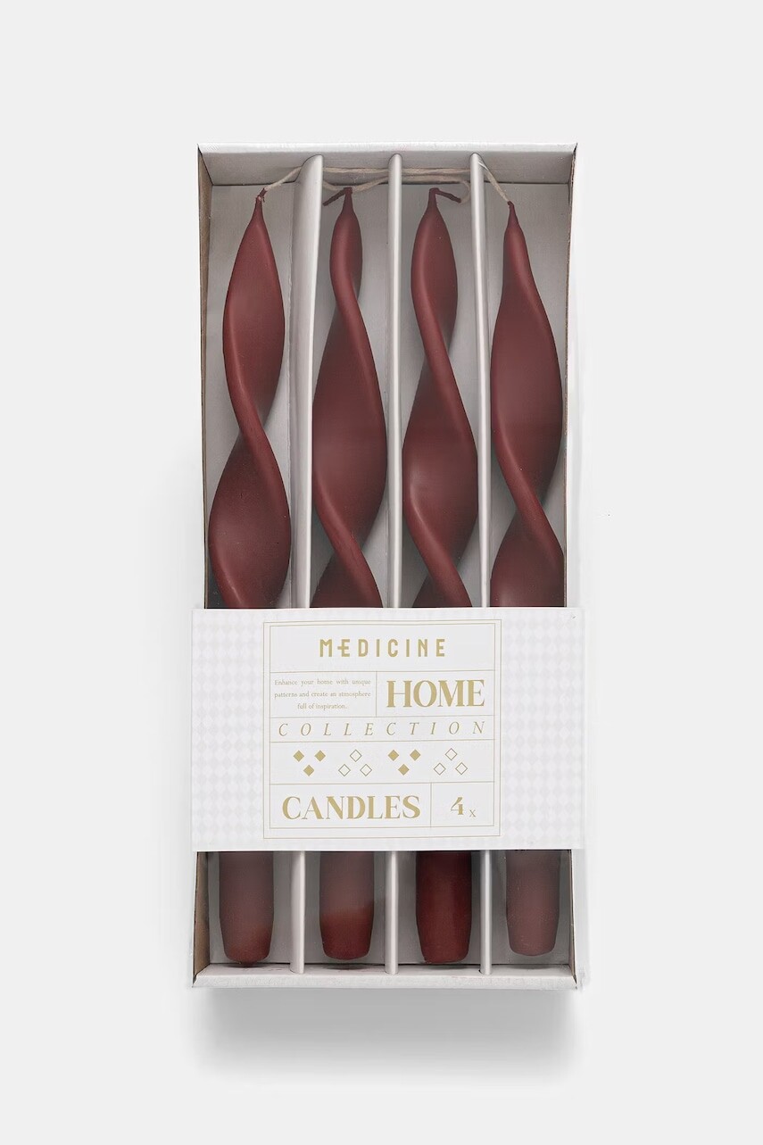 Ozdobná sviečka Medicine 4-pak bordová farba