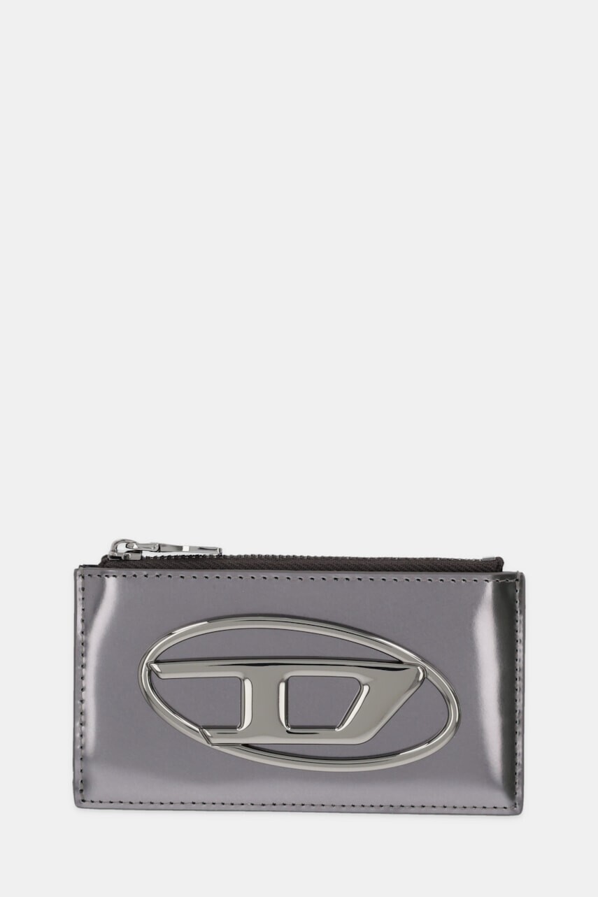 Kožená peňaženka Diesel 1DR 1DR CARD HOLDER III šedá farba, X10270.PS202