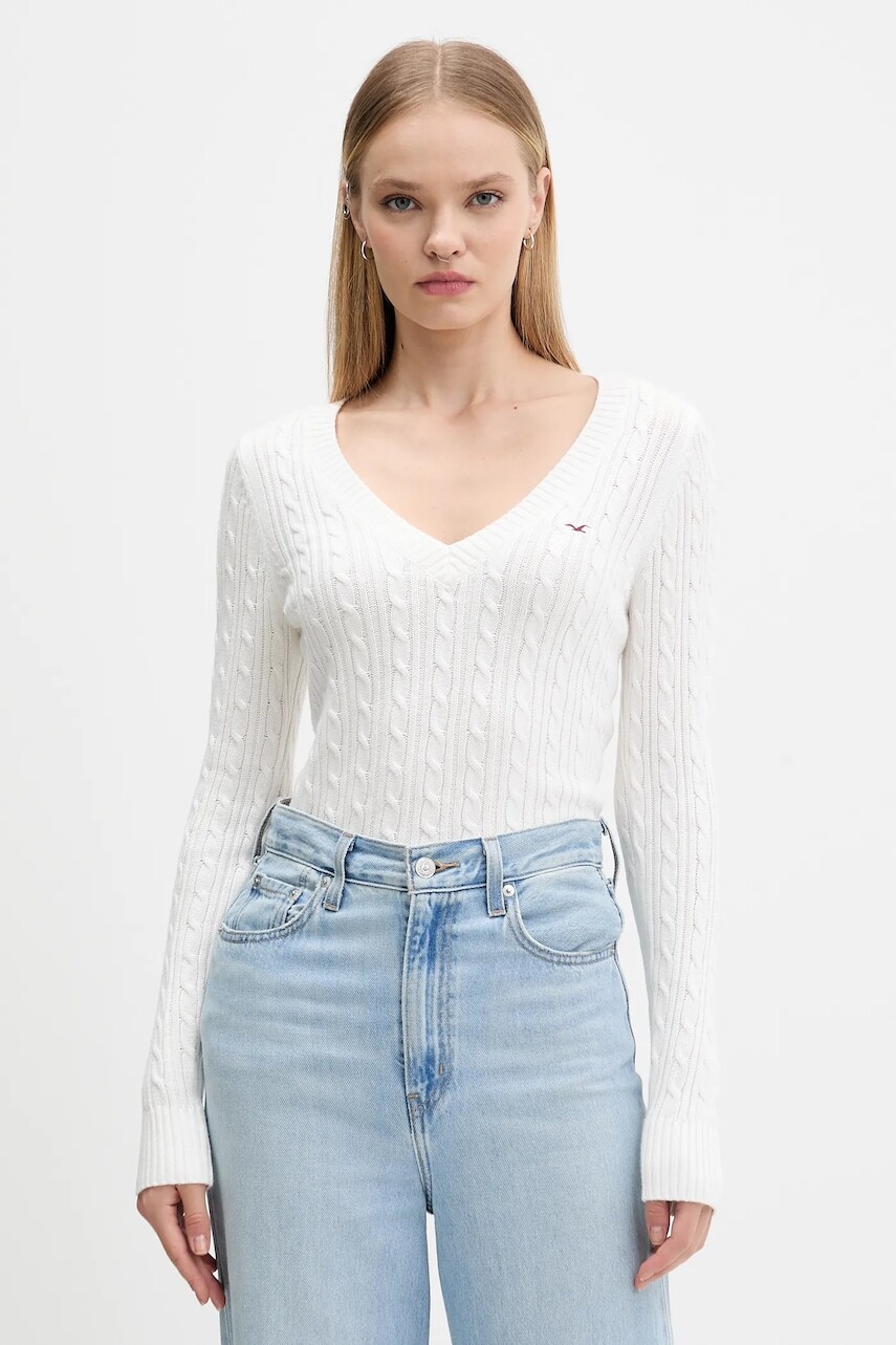 Sveter Hollister Co. biela farba, ľahký, KI350-5132