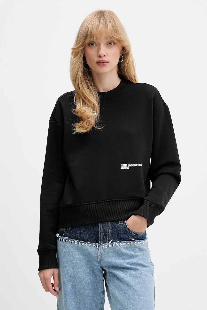 Mikina Karl Lagerfeld Jeans čierna farba, s potlačou, A4W20003