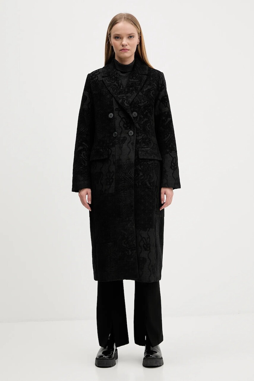 Kabát Desigual PATCH BLACK čierna farba, 25WWEW16