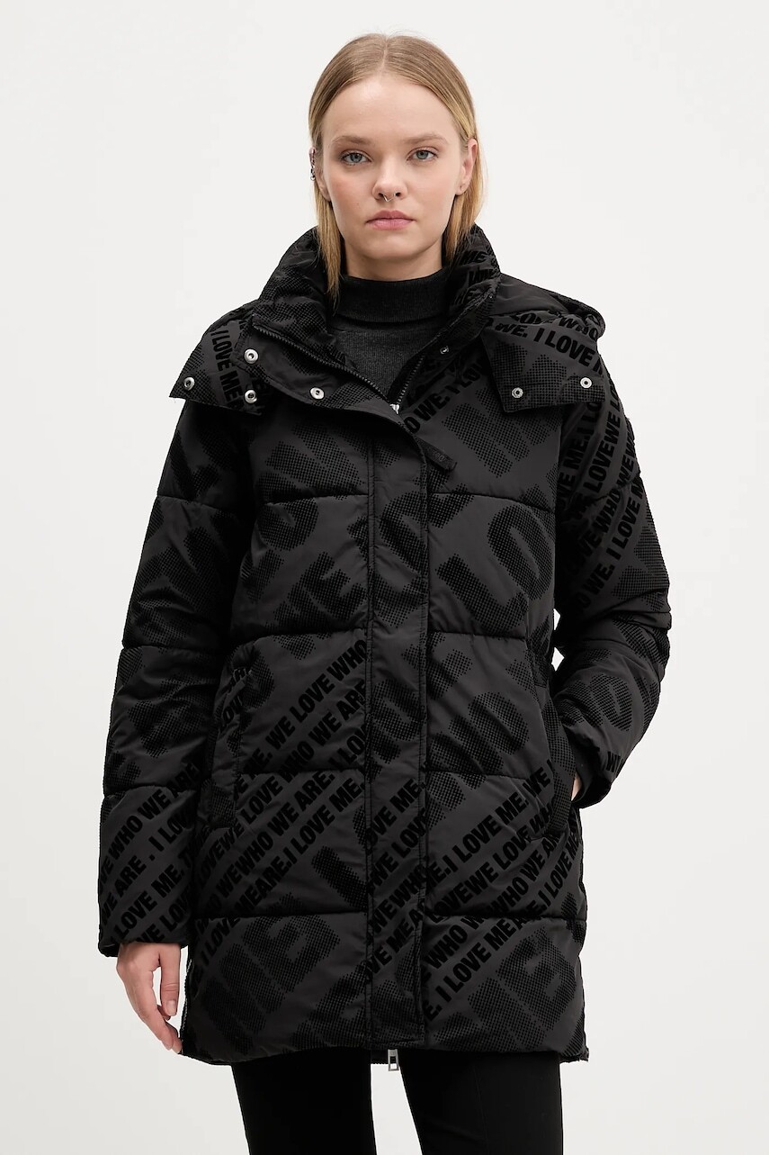 Bunda Desigual CADERA FLOCK čierna farba, zimná, 25WWEW23