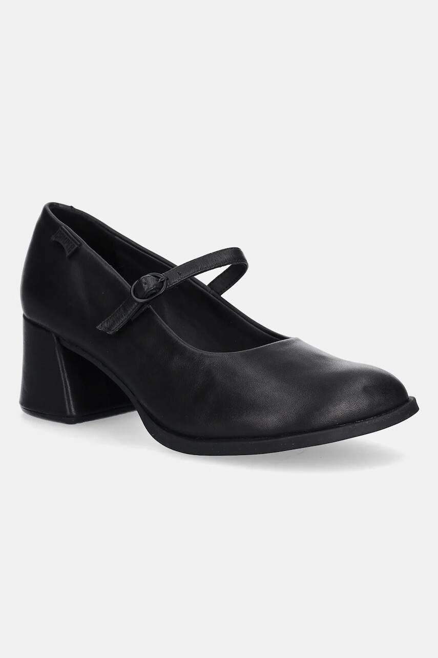 Kožené lodičky Camper Kora čierna farba, na podpätku, K201799-001