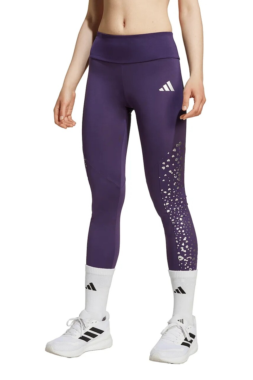 Detské legíny adidas fialová farba, vzorovaná, JM3844