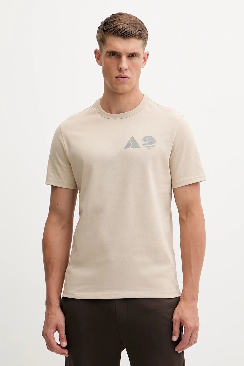 Bavlnené tričko BOGNER Fire+Ice ADO pánske, béžová farba, s potlačou, 54369760