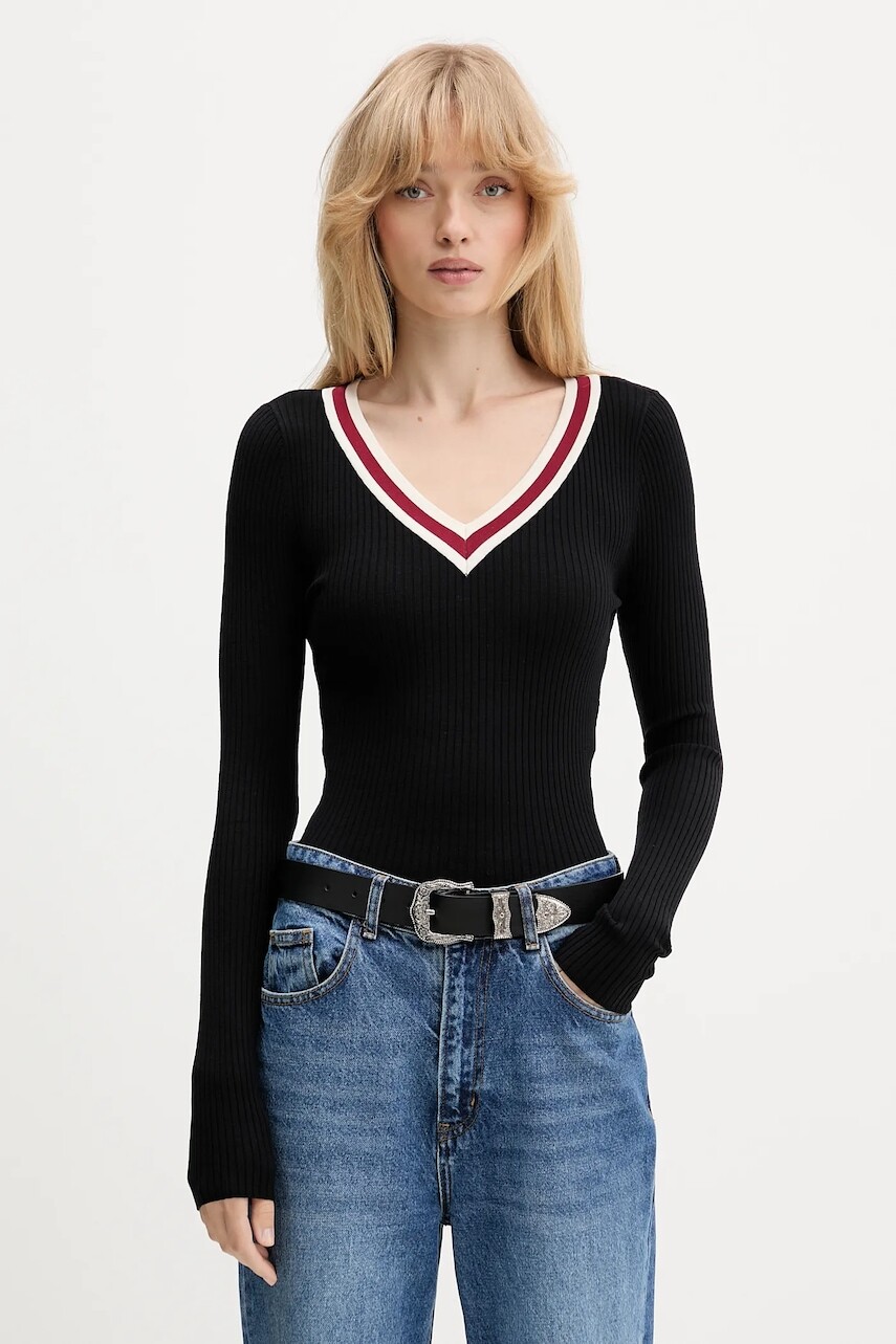 Sveter Guess Jeans čierna farba, ľahký, W5BR05 Z3P32