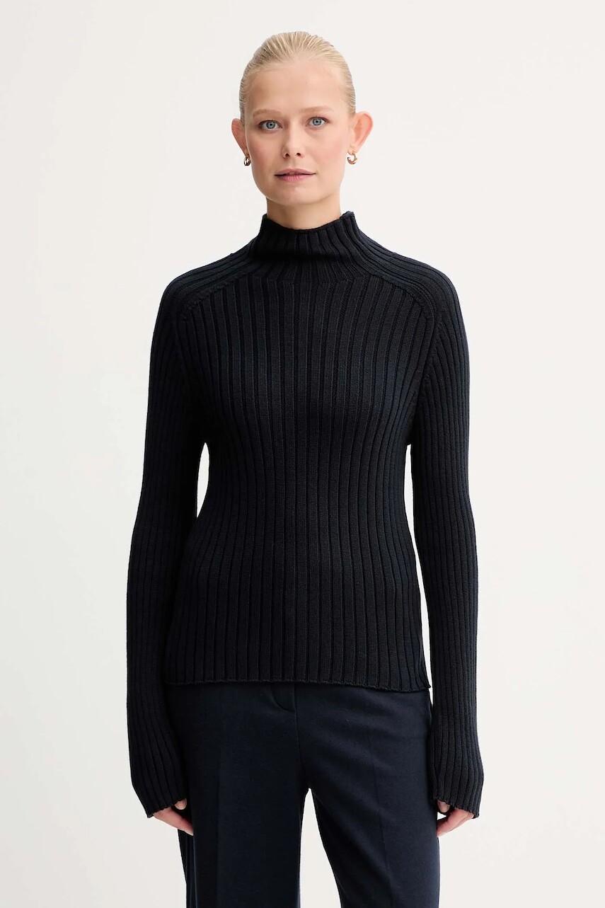 Bavlnený sveter Marc O'Polo tmavomodrá farba, s polorolákom, 509605960173