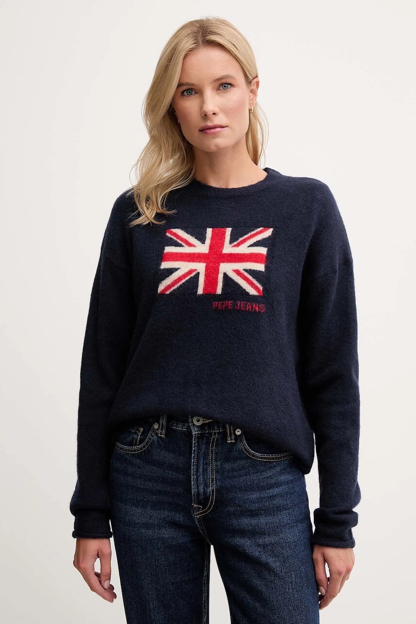 Sveter Pepe Jeans tmavomodrá farba, PL7000058