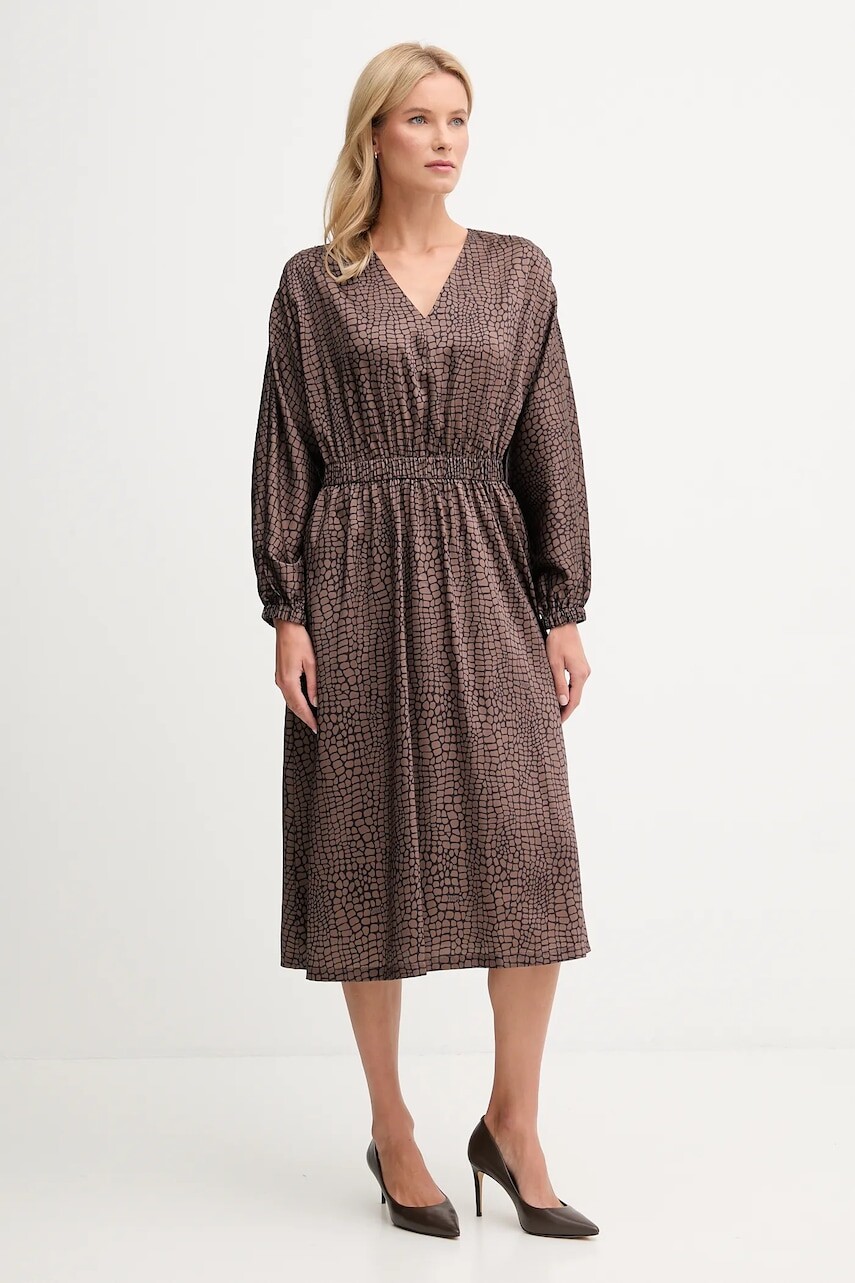 Šaty Joop! hnedá farba, midi, áčkový strih, 30048634