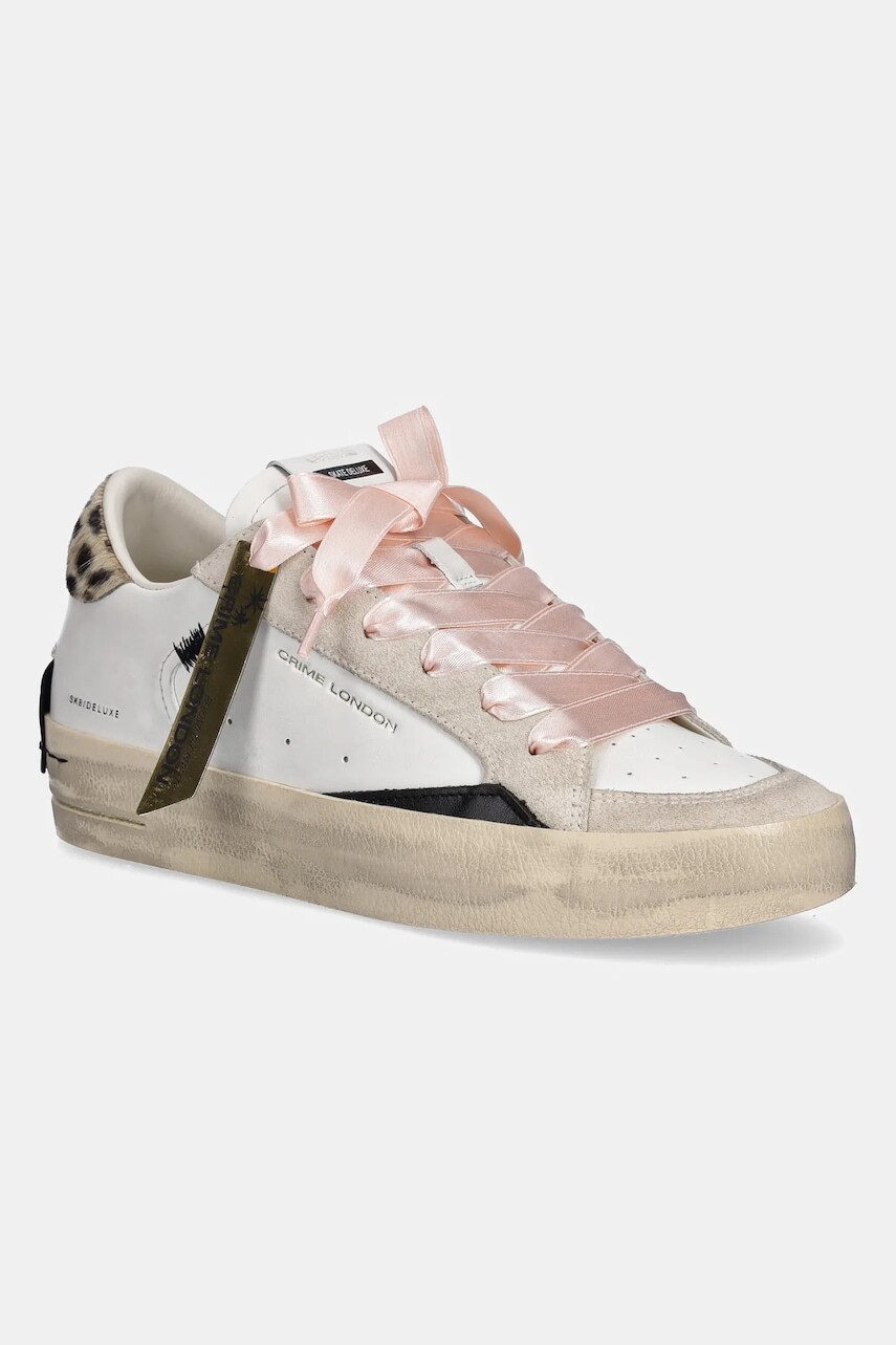 Kožené tenisky Crime London SK8 DELUXE WEDGE biela farba, 25191AA8