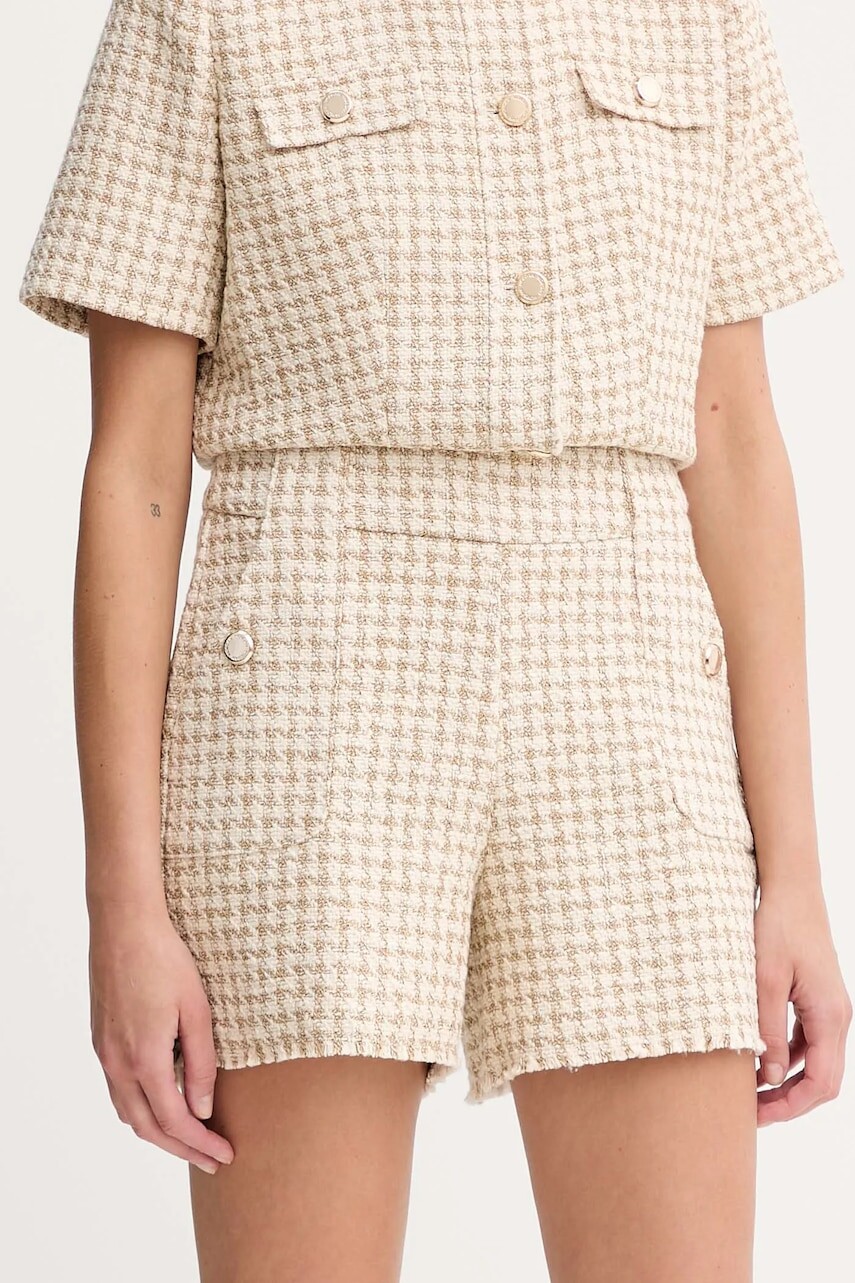 Šortky Morgan béžová farba, vzorované, vysoký pás, SHAV.F