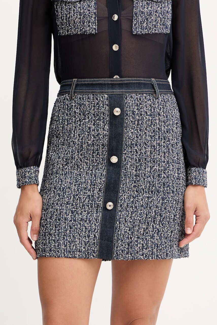 Sukňa Morgan tmavomodrá farba, mini, áčkový strih, JOSCAR