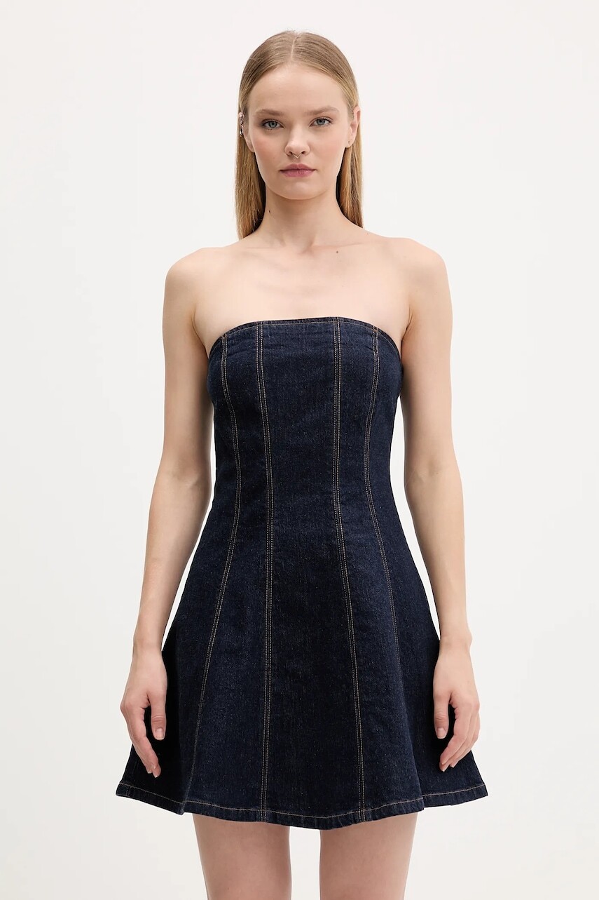 Rifľové šaty Abercrombie & Fitch modrá farba, mini, áčkový strih, KI159-6084-276