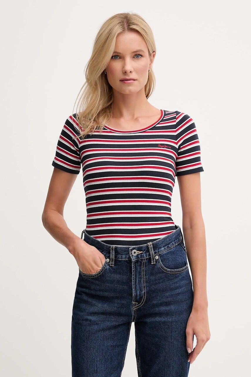 Tričko Pepe Jeans dámske, tmavomodrá farba, PL5000014