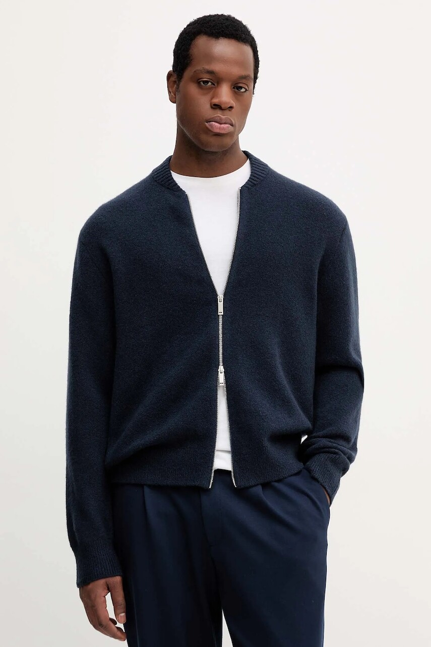 Kardigan s prímesou vlny Calvin Klein tmavomodrá farba, LV04LD309G