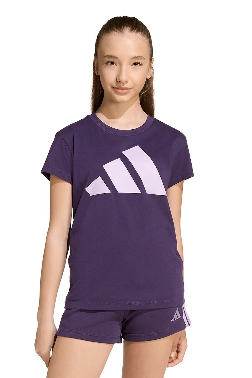 Detské bavlnené tričko adidas fialová farba, JW2385
