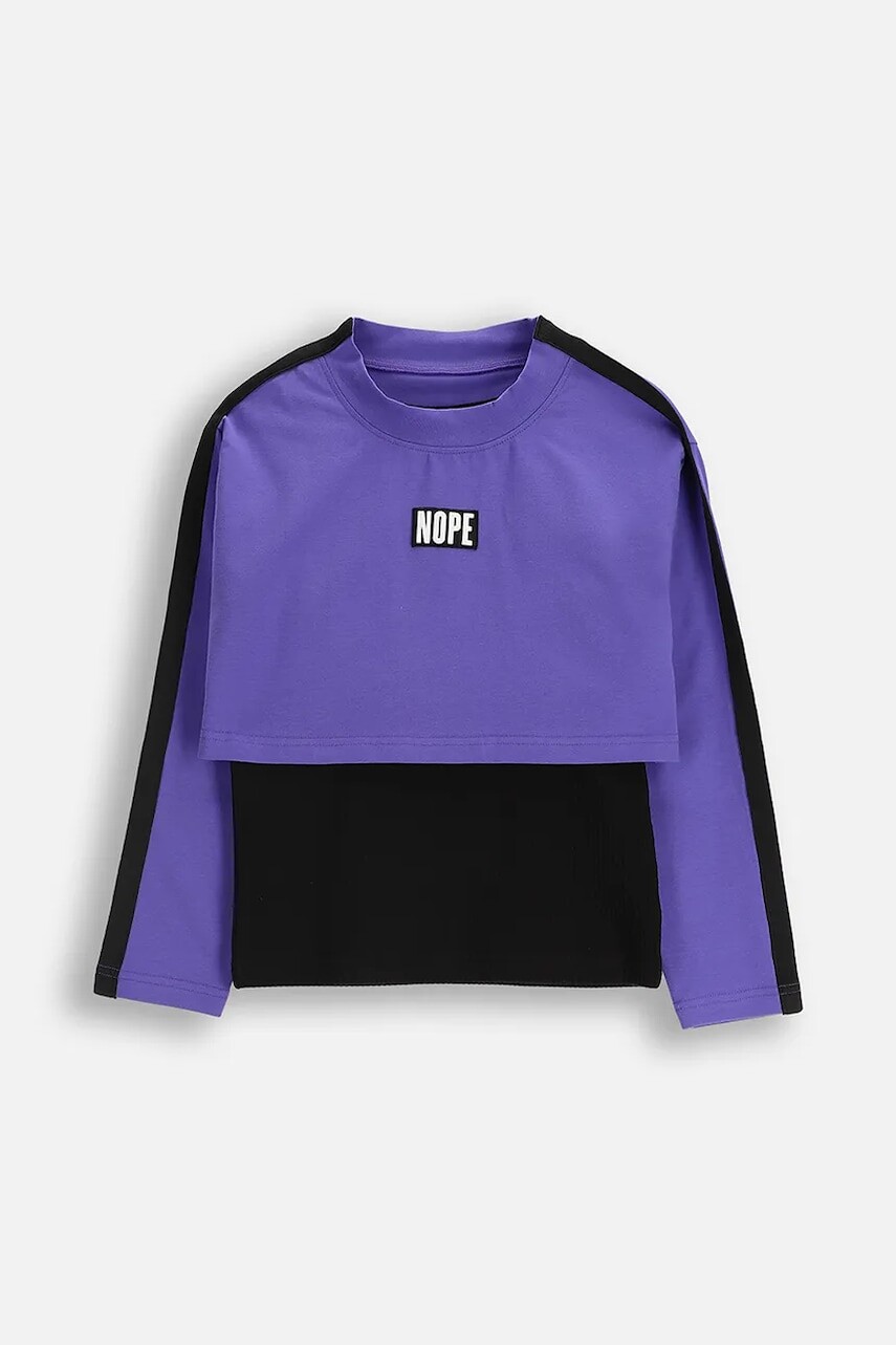 Detská bavlnená mikina Coccodrillo fialová farba, s potlačou, RAVE GIRL JUNIOR