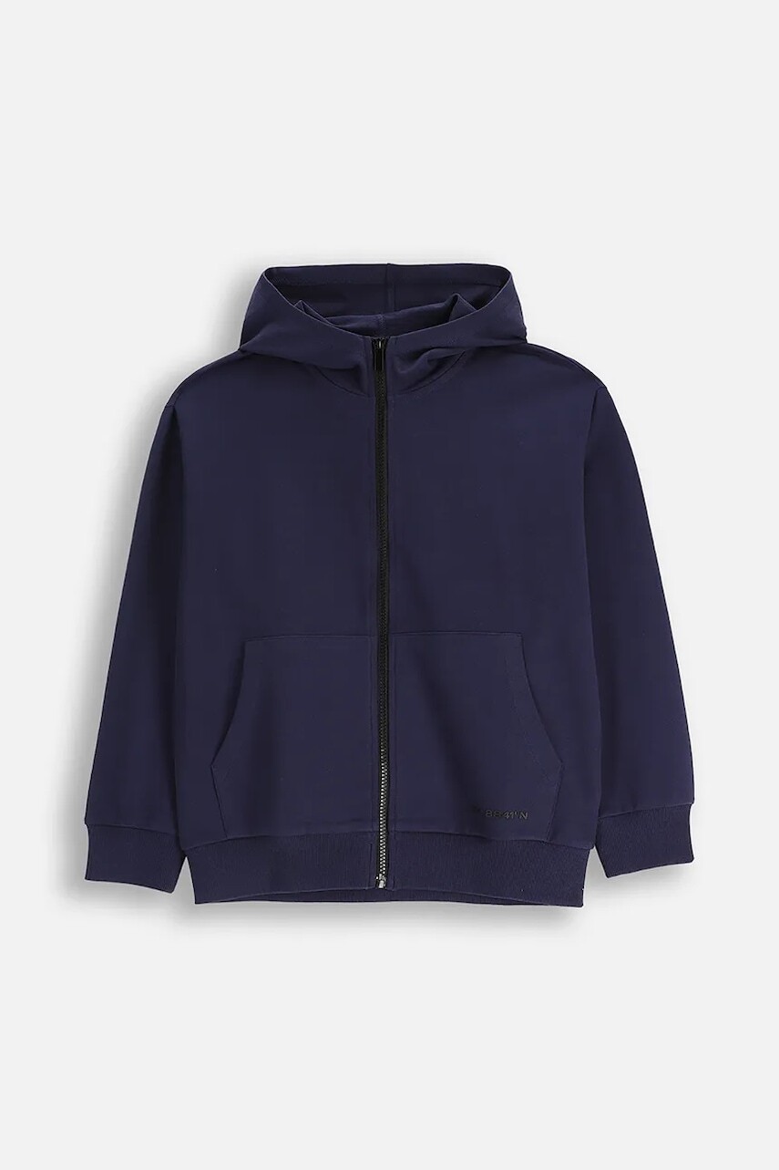 Detská bavlnená mikina Coccodrillo tmavomodrá farba, s kapucňou, s potlačou, EVERYDAY BOY A