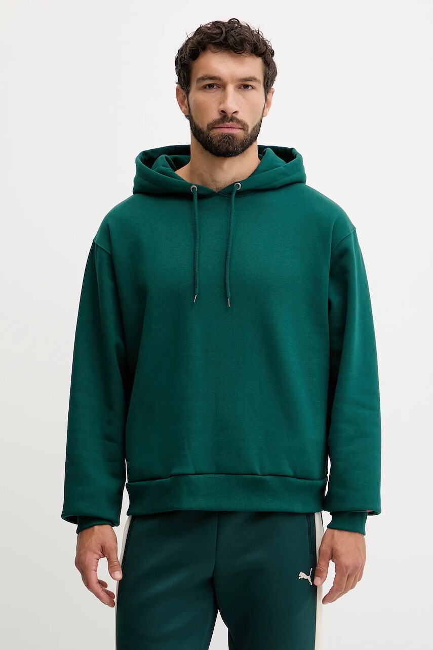 Mikina The North Face Redbox zelená farba, s kapucňou, jednofarebná, NF0A8EFZ1KI1