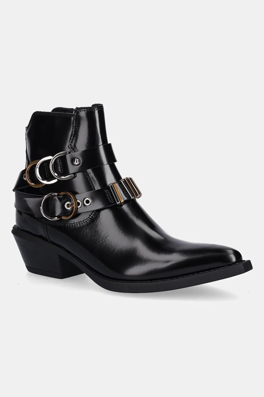 Kožené členkové topánky Pinko Tex 13 čierna farba, na podpätku, SD0343P114Z99