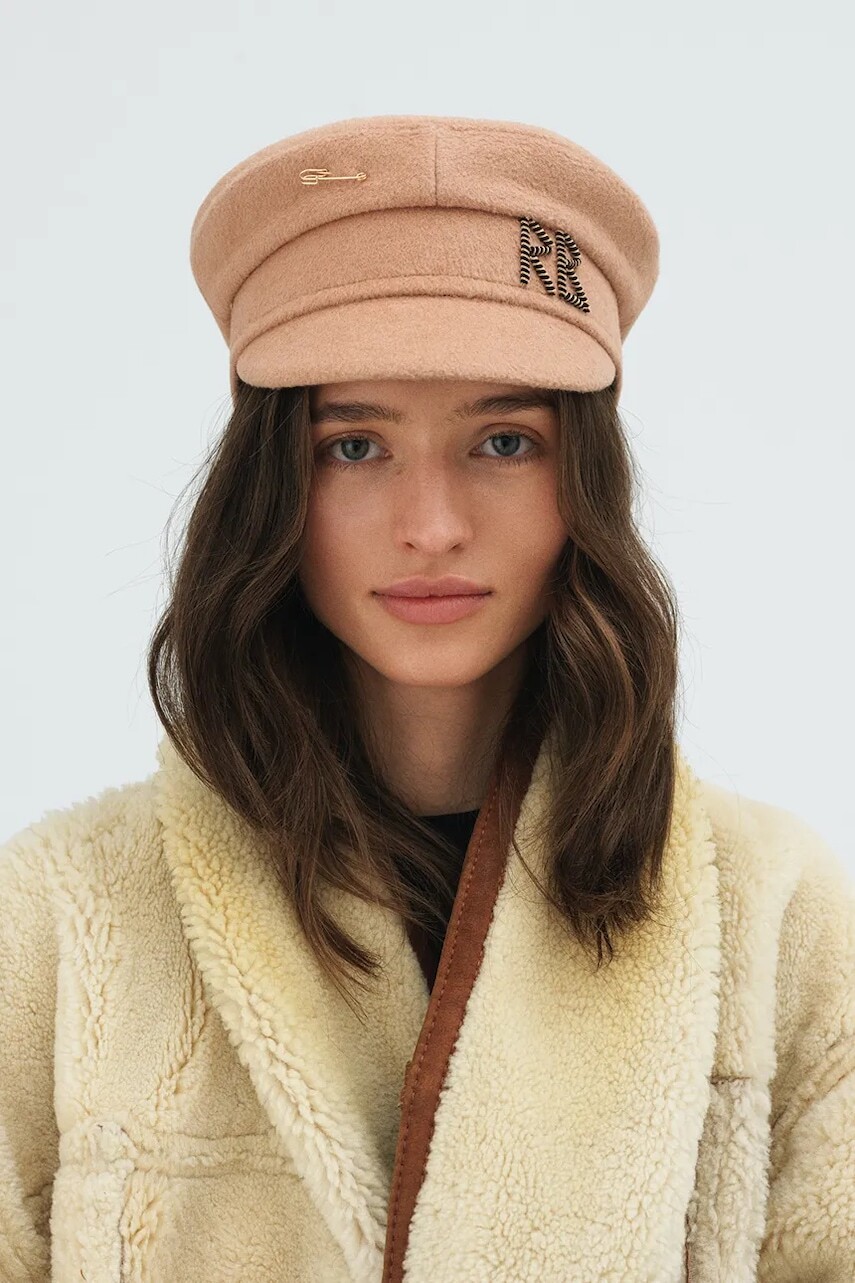 Bavlnená baretka Ruslan Baginskiy béžová farba, KPC036-W-PNS