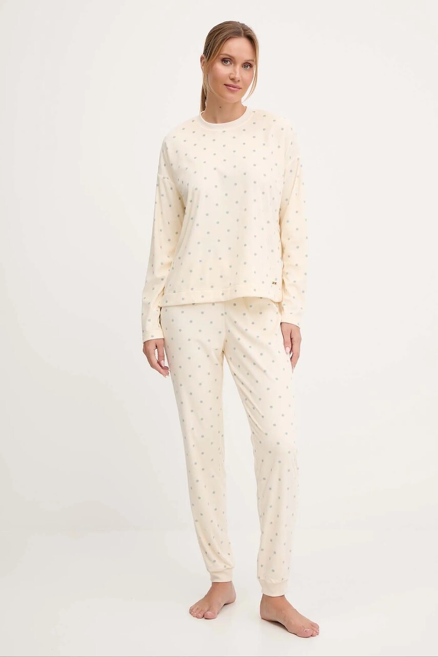 Pyžamo United Colors of Benetton dámske, béžová farba, 31UX3P046