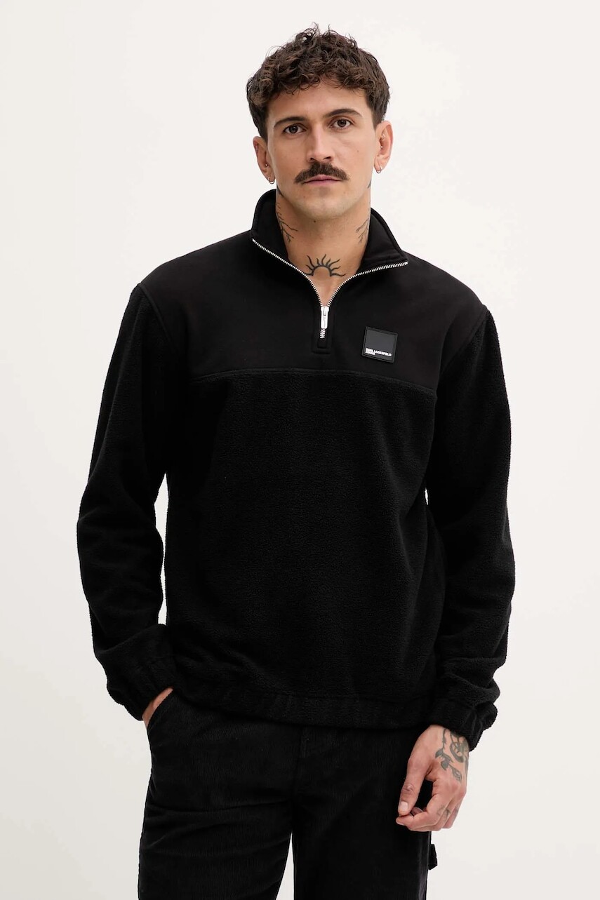 Mikina Karl Lagerfeld Jeans čierna farba, s nášivkou, A4M20018