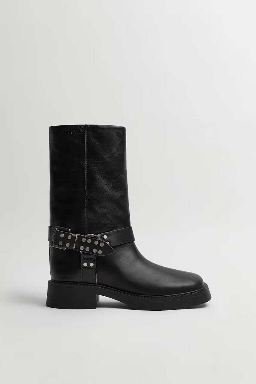 Kožené členkové topánky Miista Maitea čierna farba, na podpätku, E8_3951